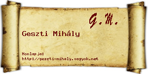 Geszti Mihály névjegykártya