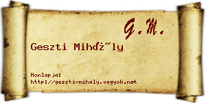 Geszti Mihály névjegykártya
